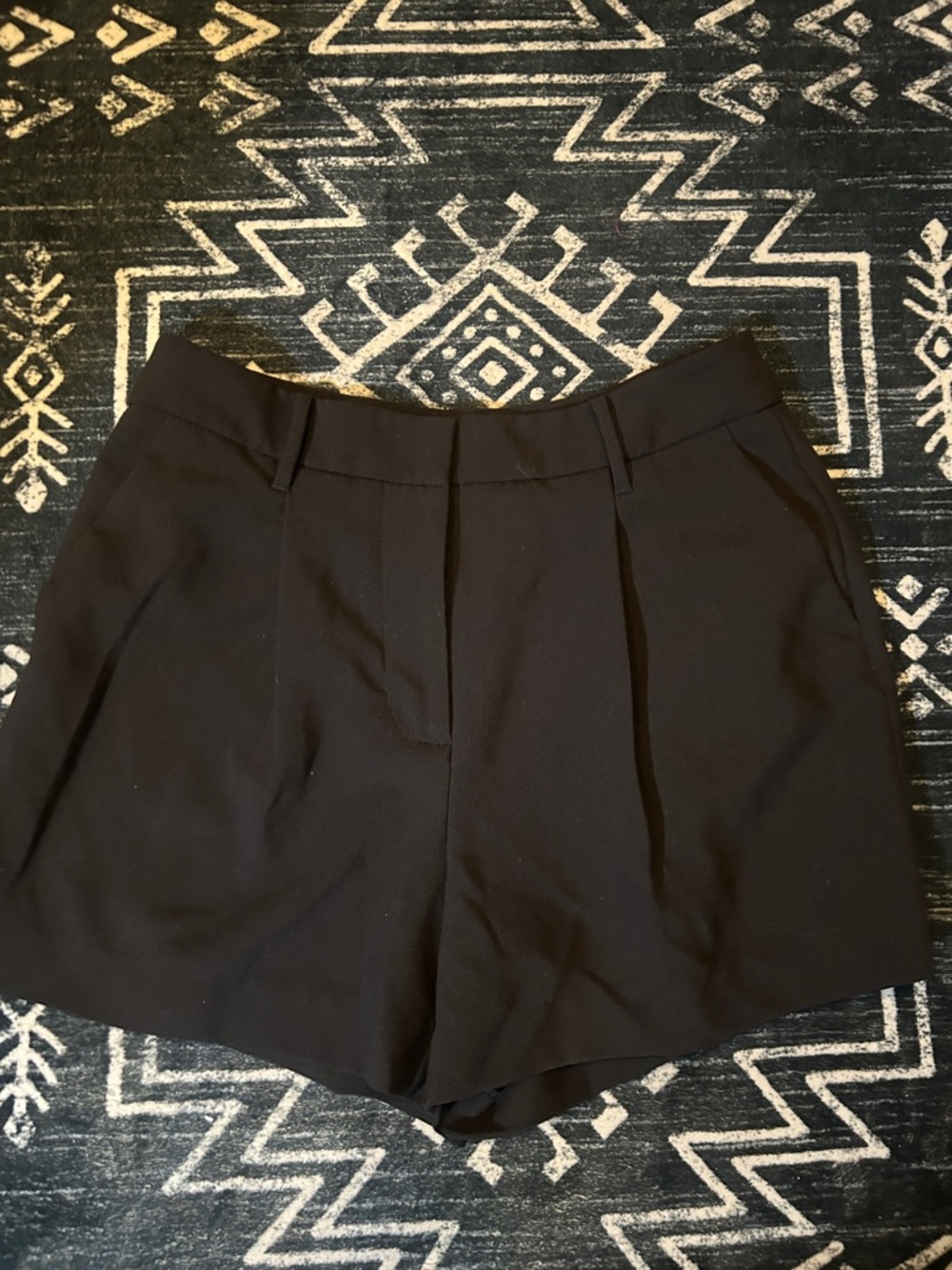 Nine West Black High-Waist Pleated Dress Shorts